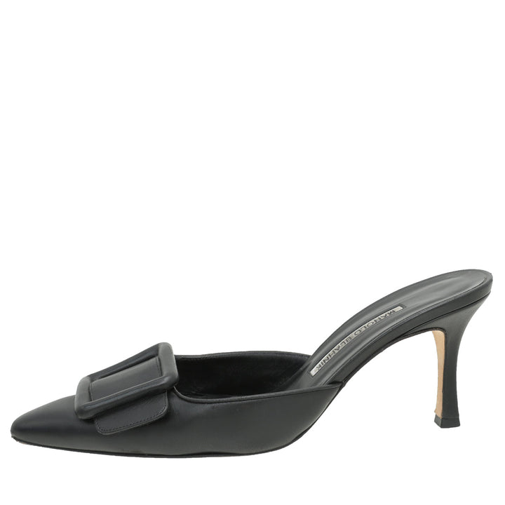 Manolo Blahnik Black Maysale Mules 38