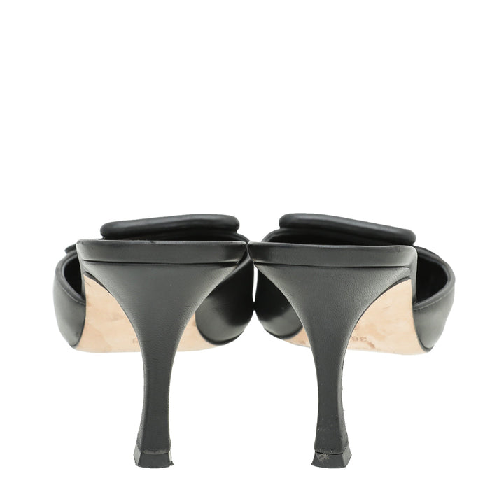 Manolo Blahnik Black Maysale Mules 38