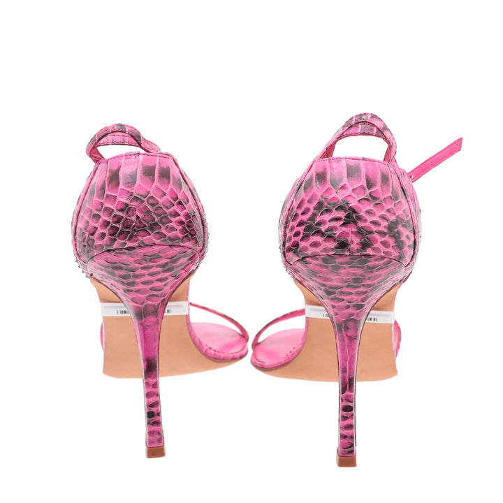 Manolo Blahnik Fuschia Python Ankle Strap Sandals 41