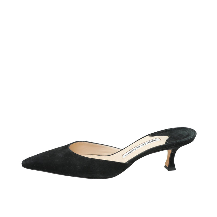 Manolo Blahnik Black Suede Carolyne Mules 38
