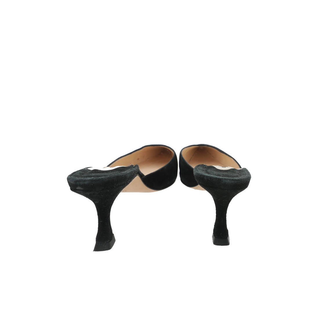 Manolo Blahnik Black Suede Carolyne Mules 38