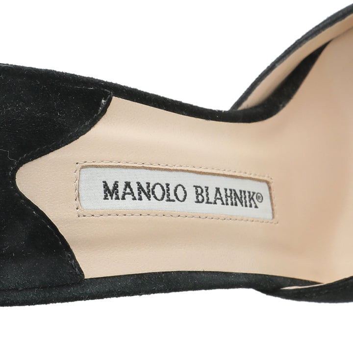 Manolo Blahnik Black Suede Carolyne Mules 38