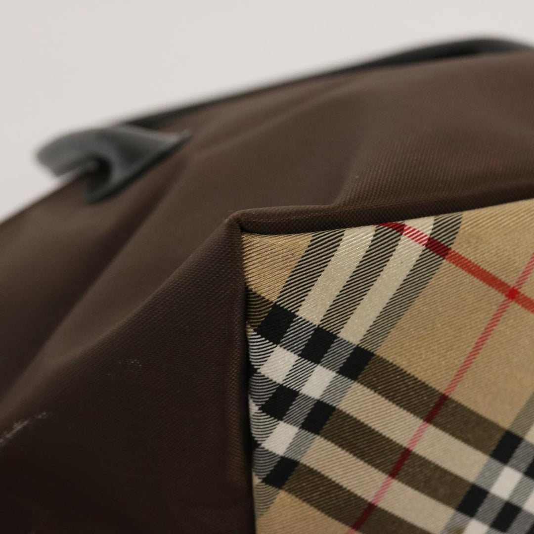 BurberrySs Nova Check Blue Label Tote Bag Nylon Brown Auth mr010