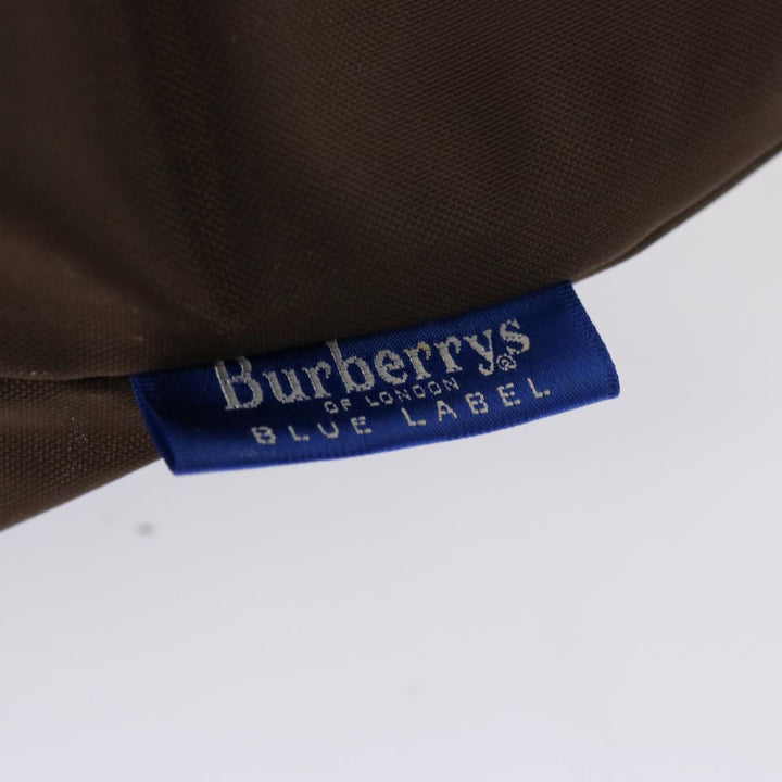 BurberrySs Nova Check Blue Label Tote Bag Nylon Brown Auth mr010