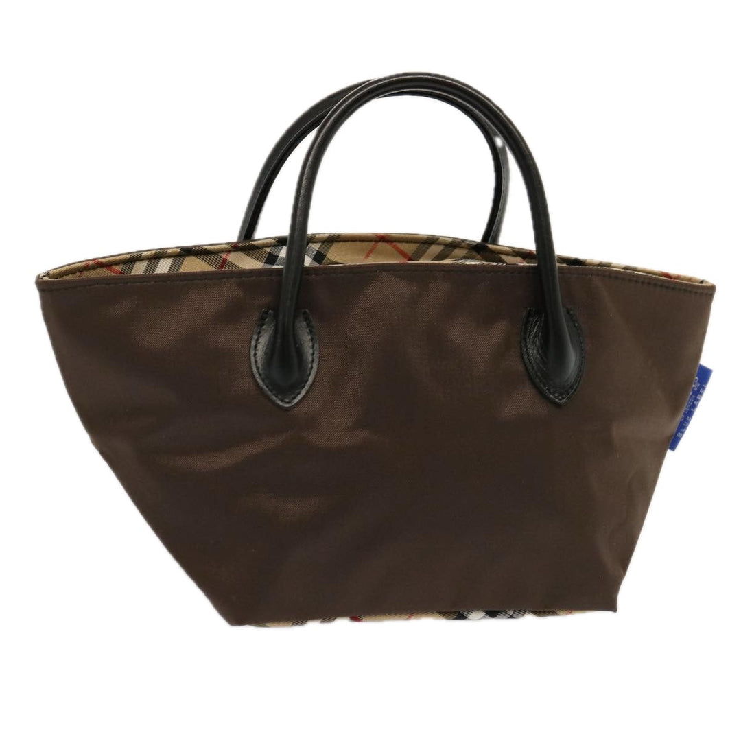 BurberrySs Nova Check Blue Label Tote Bag Nylon Brown Auth mr010