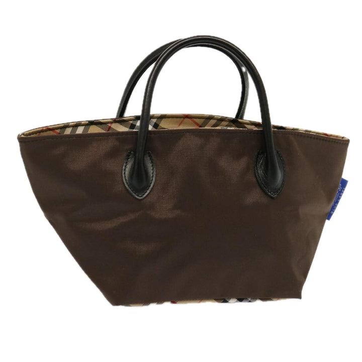 BurberrySs Nova Check Blue Label Tote Bag Nylon Brown Auth mr010