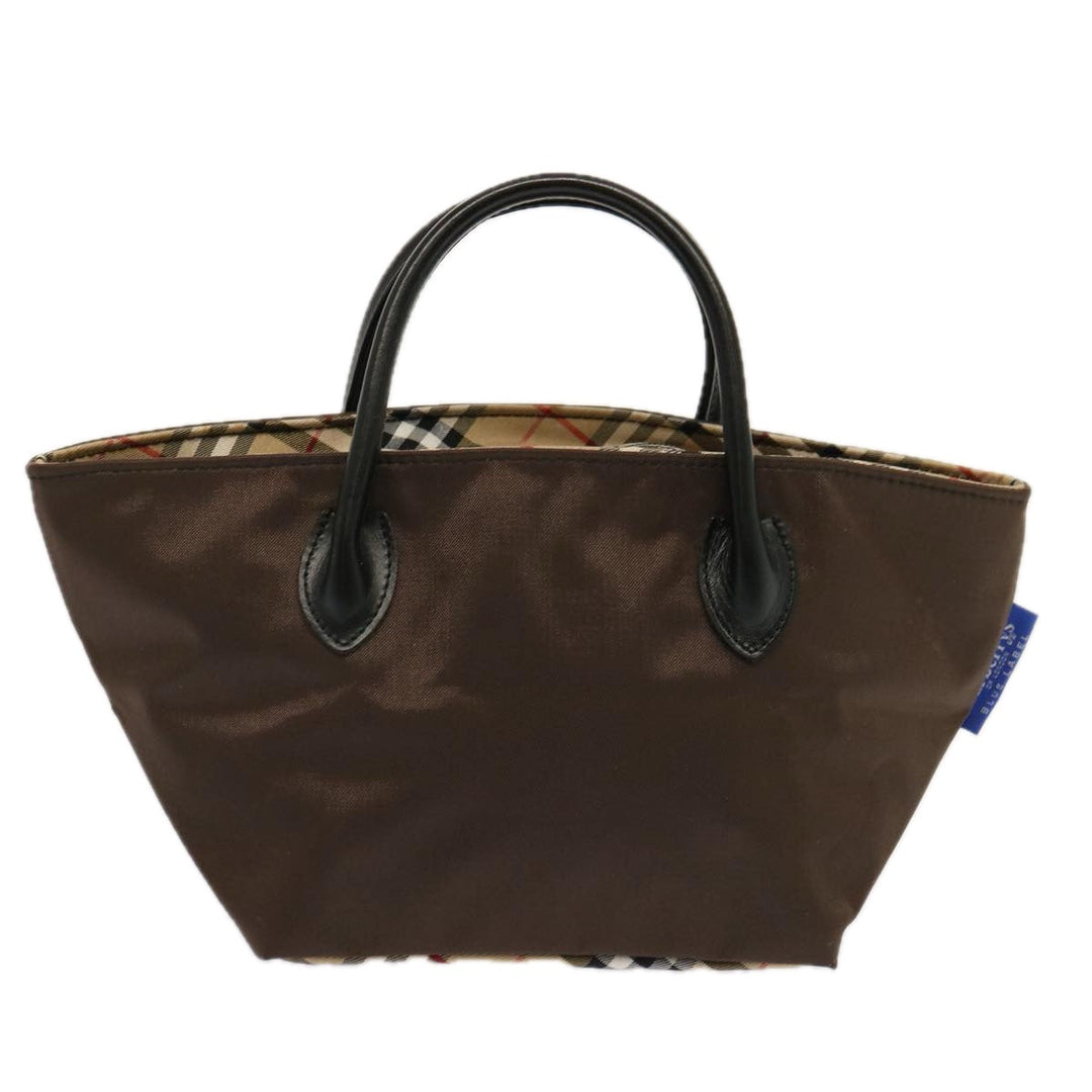 BurberrySs Nova Check Blue Label Tote Bag Nylon Brown Auth mr010