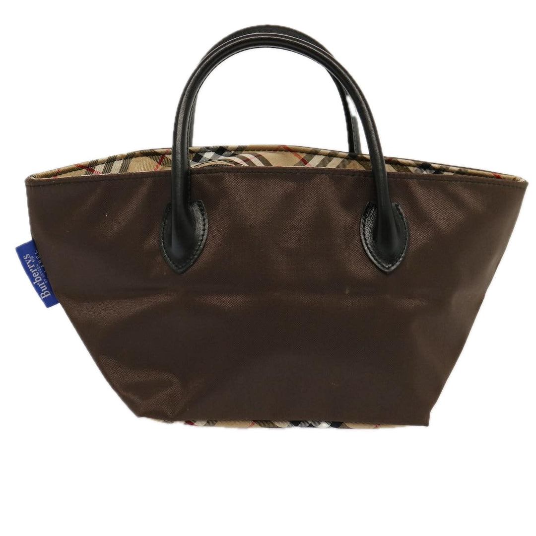 BurberrySs Nova Check Blue Label Tote Bag Nylon Brown Auth mr010
