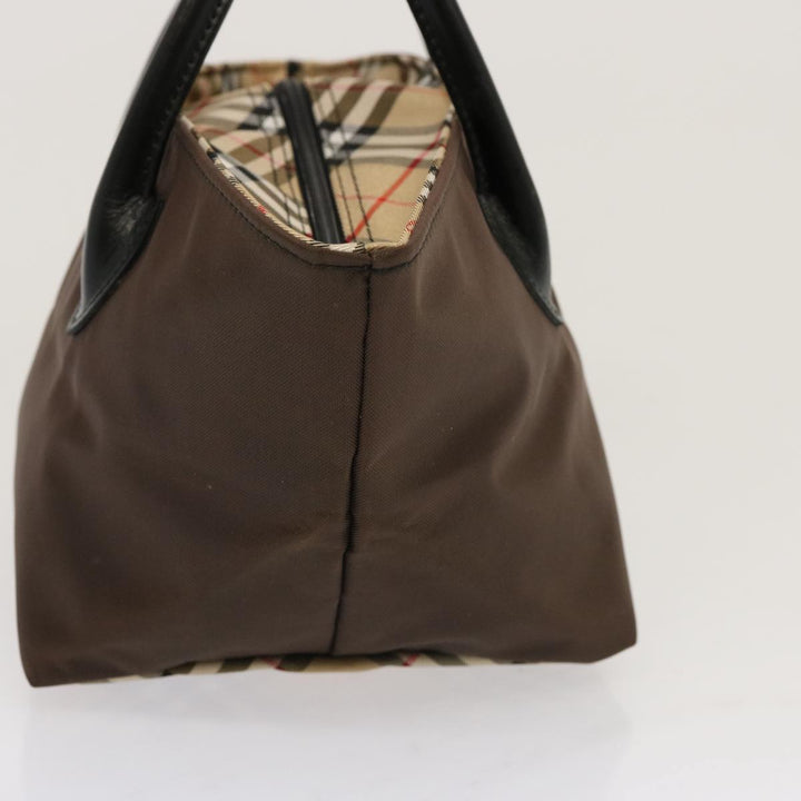 BurberrySs Nova Check Blue Label Tote Bag Nylon Brown Auth mr010