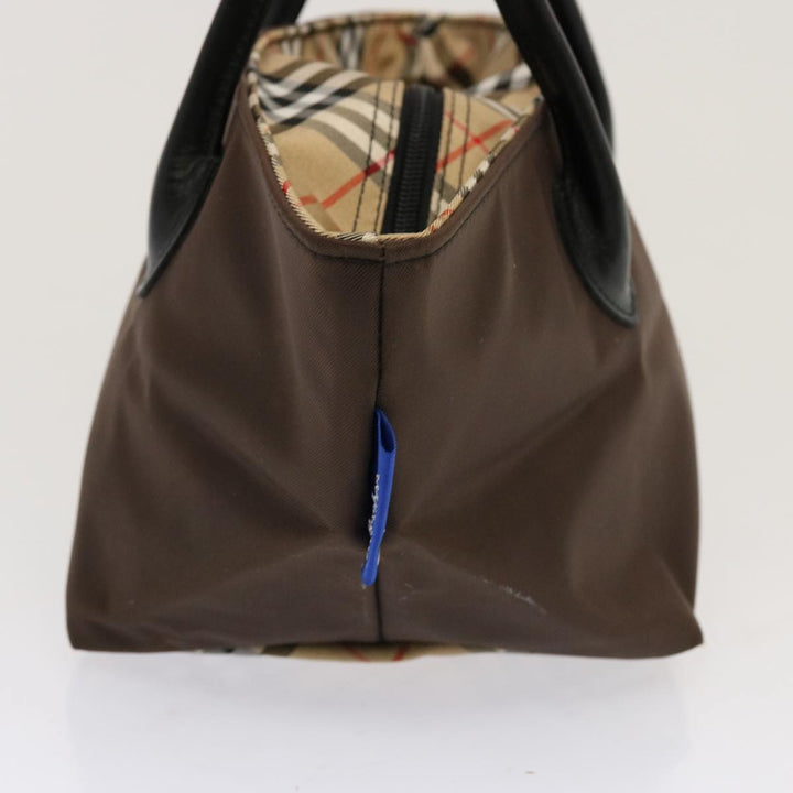 BurberrySs Nova Check Blue Label Tote Bag Nylon Brown Auth mr010