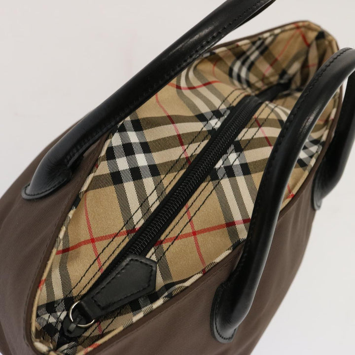 BurberrySs Nova Check Blue Label Tote Bag Nylon Brown Auth mr010