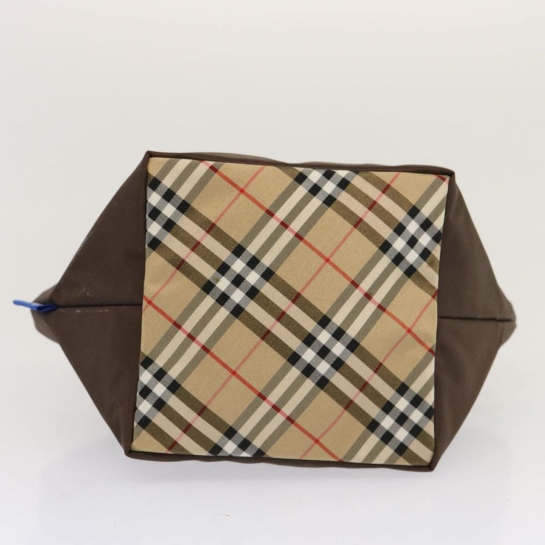 BurberrySs Nova Check Blue Label Tote Bag Nylon Brown Auth mr010