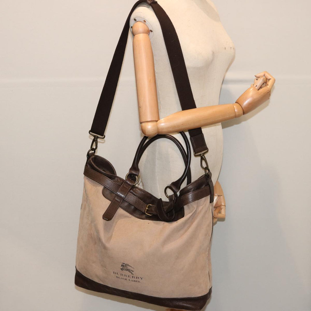 BURBERRY Shoulder Bag Corduroy 2way Beige Brown Auth mr012