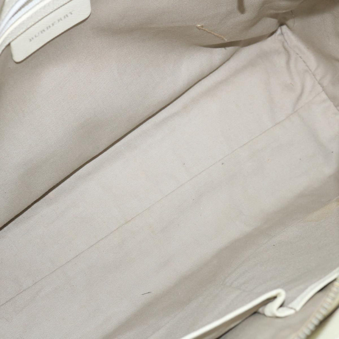 Burberry Nova Check Hand Bag Canvas Beige White Auth mr032