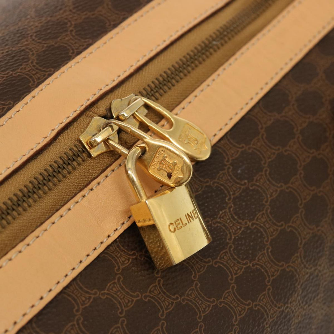 Celine Macadam Canvas Boston Bag PVC Brown  mr049