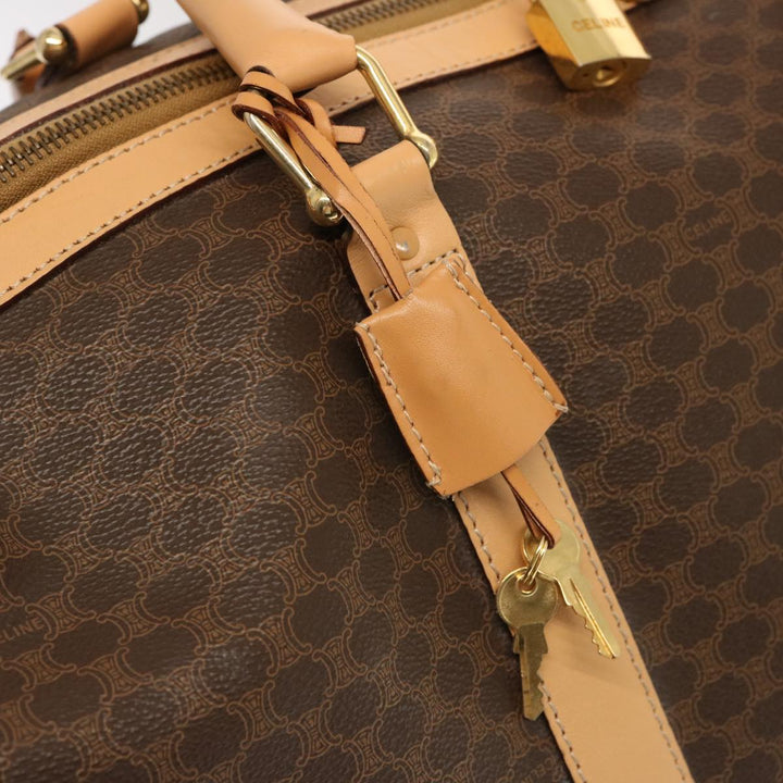 Celine Macadam Canvas Boston Bag PVC Brown  mr049