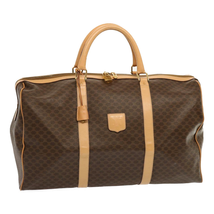 Celine Macadam Canvas Boston Bag PVC Brown  mr049
