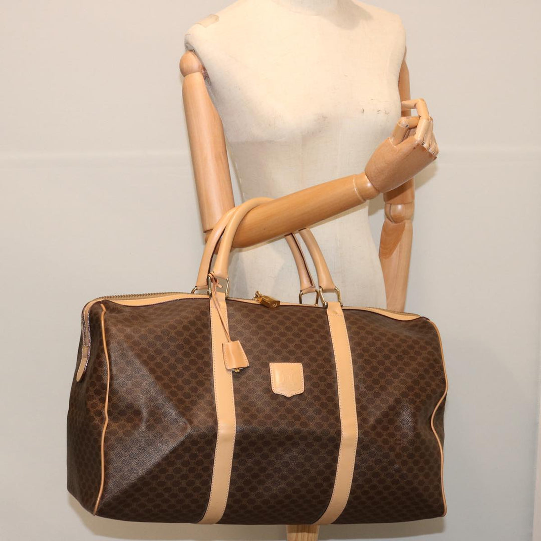 Celine Macadam Canvas Boston Bag PVC Brown  mr049