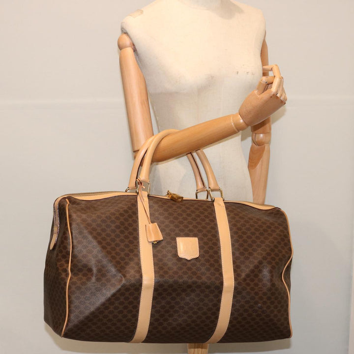 Celine Macadam Canvas Boston Bag PVC Brown  mr049