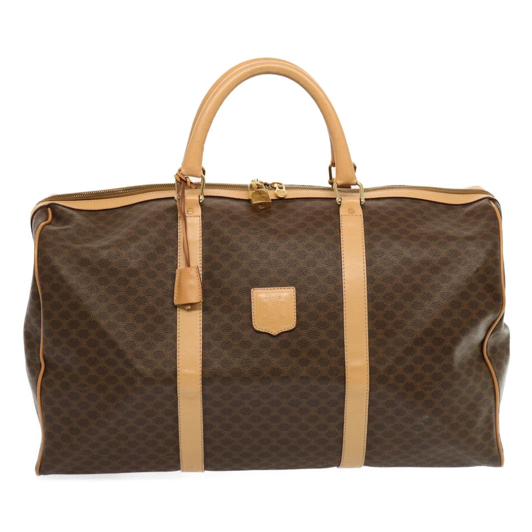 Celine Macadam Canvas Boston Bag PVC Brown  mr049