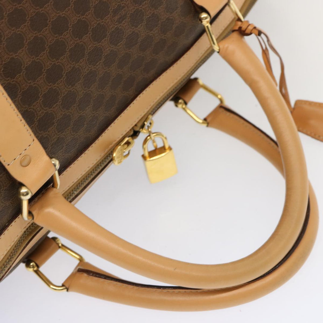 Celine Macadam Canvas Boston Bag PVC Brown  mr049
