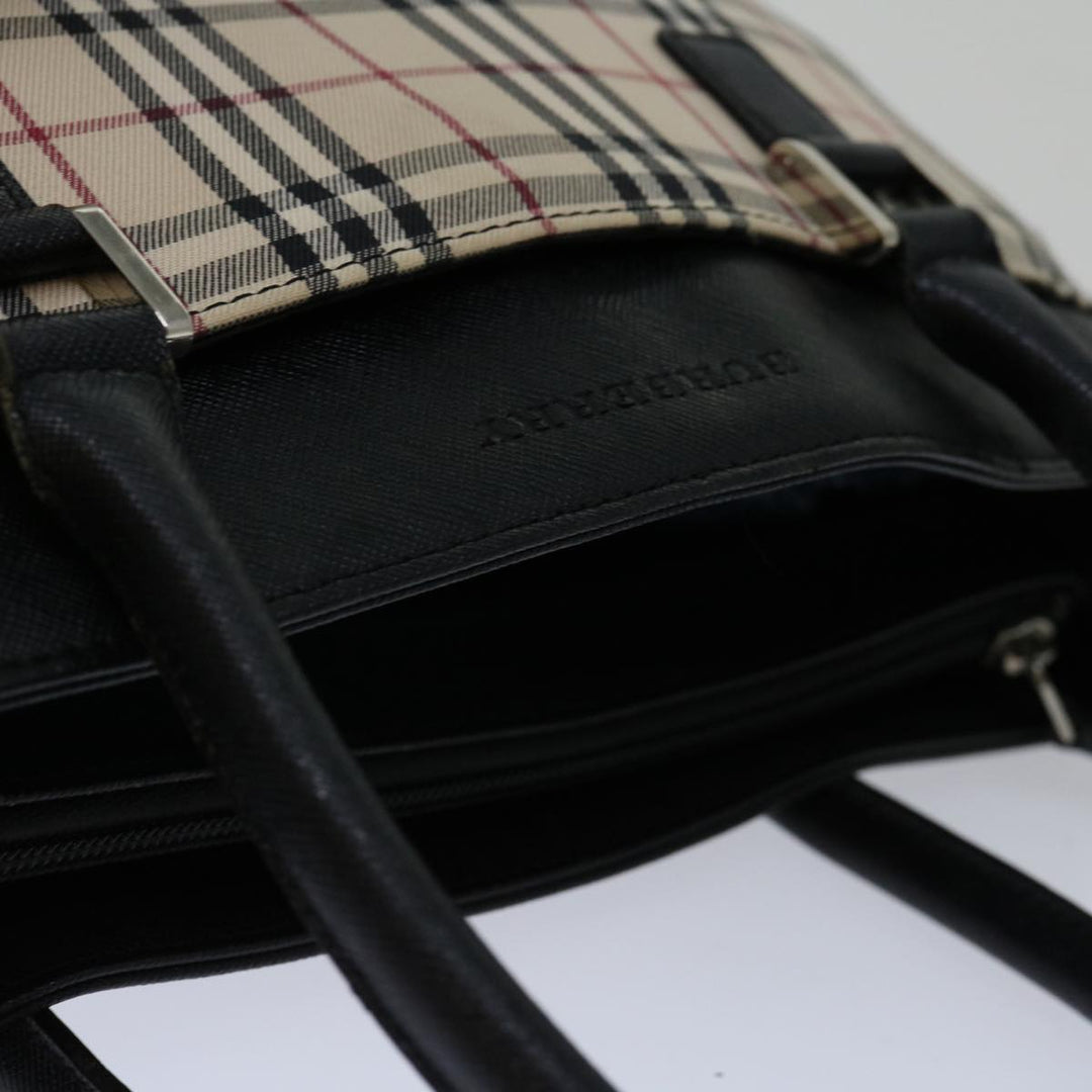 Burberry Nova Check Hand Bag Canvas Beige Brown Auth mr059