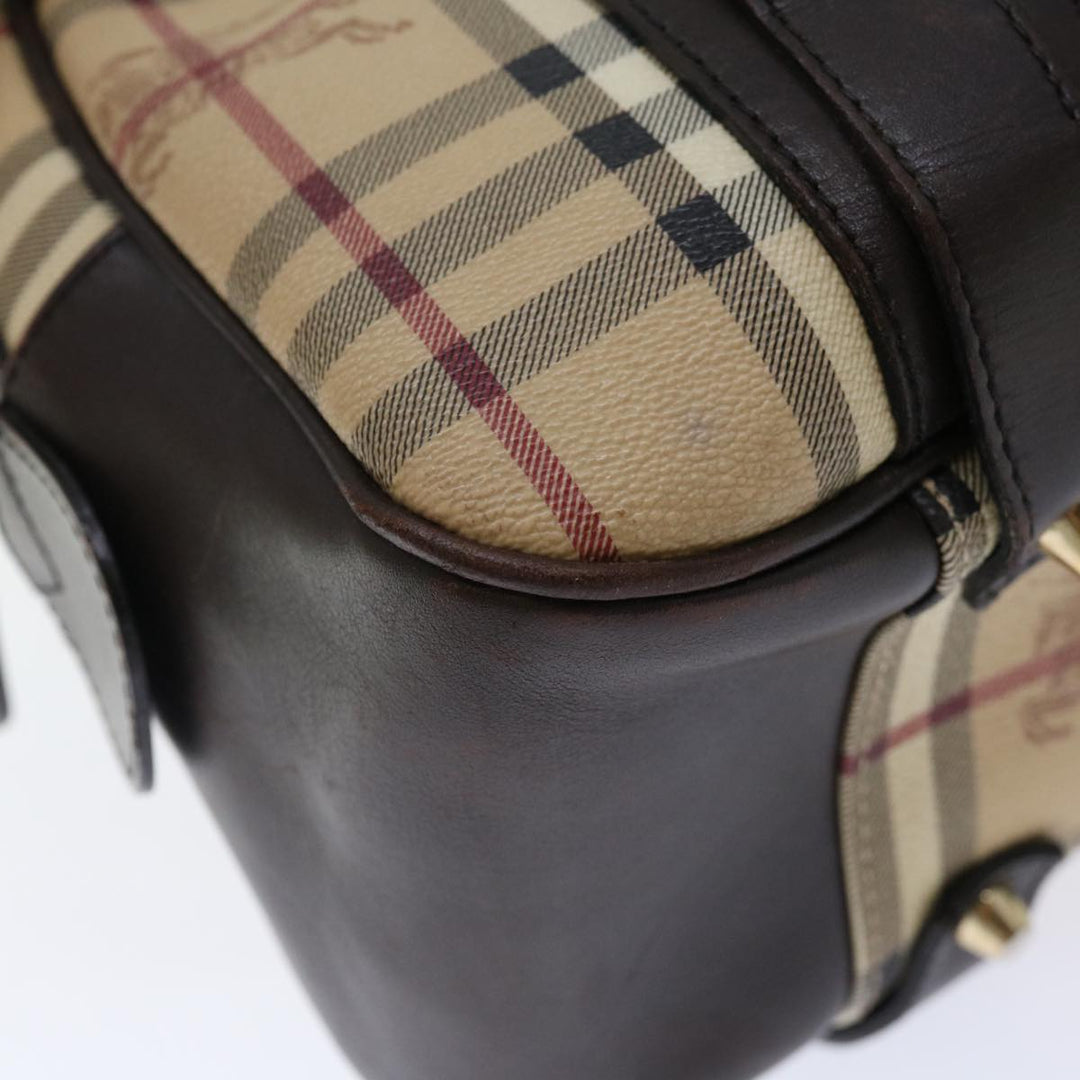 Burberry Nova Check Hand Bag PVC Beige Auth mr098