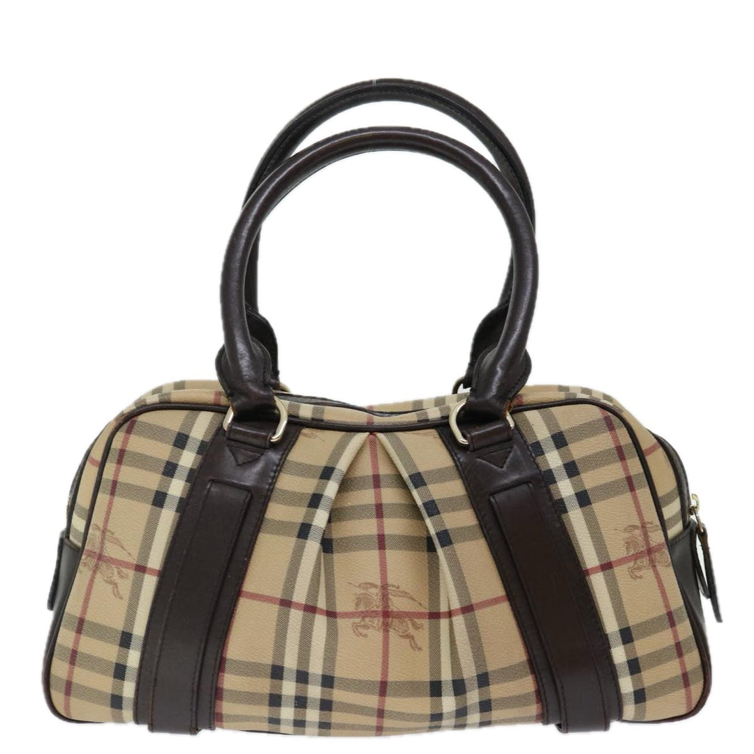 Burberry Nova Check Hand Bag PVC Beige Auth mr098