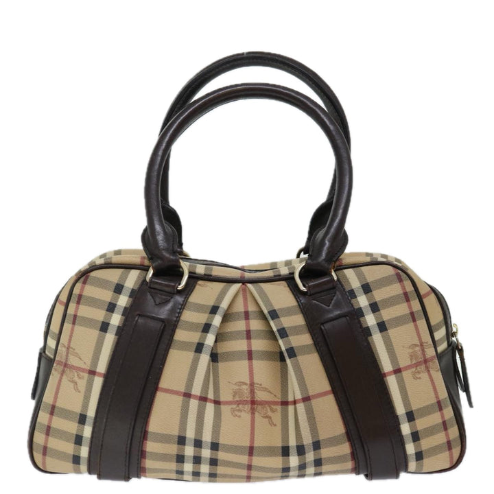 Burberry Nova Check Hand Bag PVC Beige Auth mr098