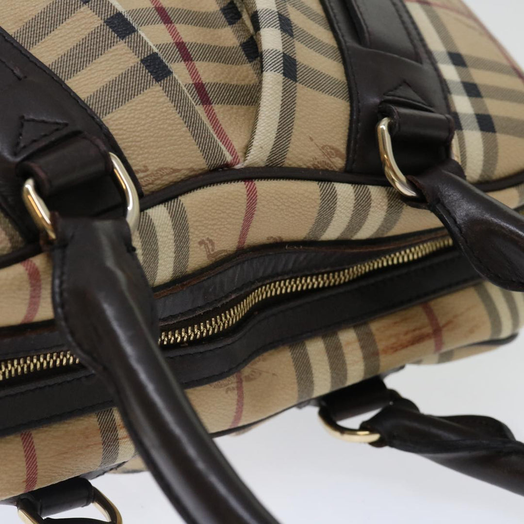 Burberry Nova Check Hand Bag PVC Beige Auth mr098