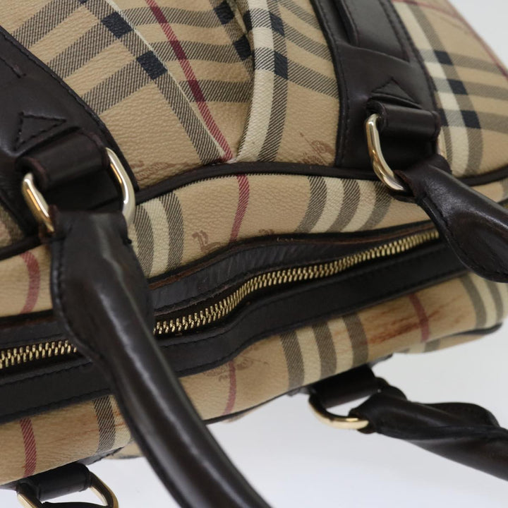 Burberry Nova Check Hand Bag PVC Beige Auth mr098