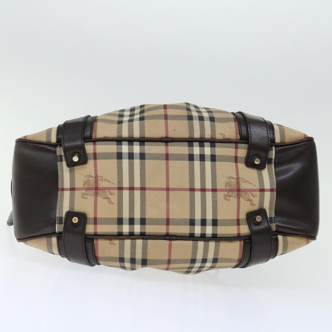 Burberry Nova Check Hand Bag PVC Beige Auth mr098