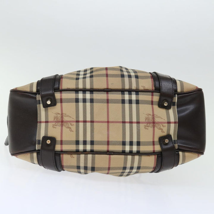 Burberry Nova Check Hand Bag PVC Beige Auth mr098