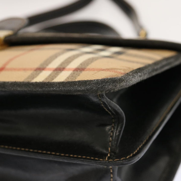 BurberrySs Nova Check Hand Bag PVC 2way Beige Auth mr100