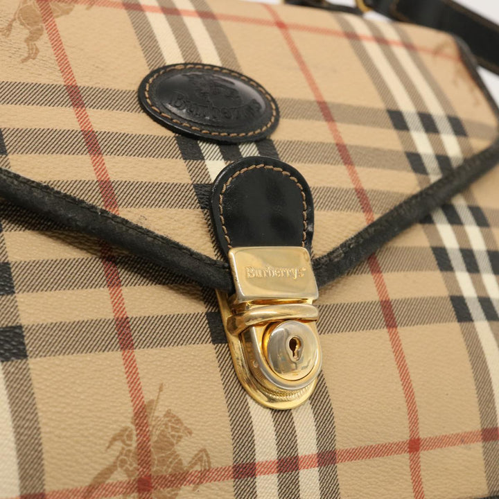 BurberrySs Nova Check Hand Bag PVC 2way Beige Auth mr100