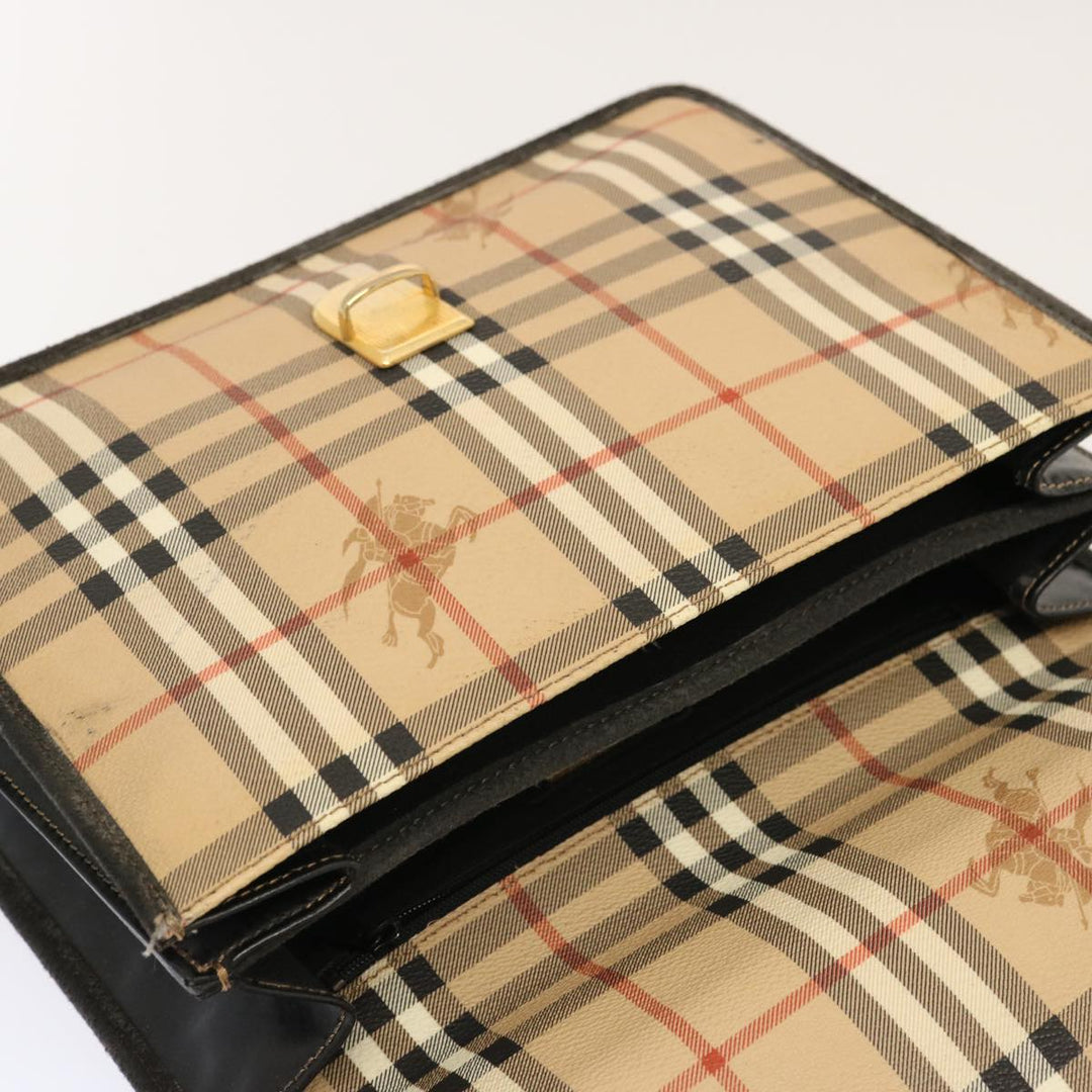 BurberrySs Nova Check Hand Bag PVC 2way Beige Auth mr100
