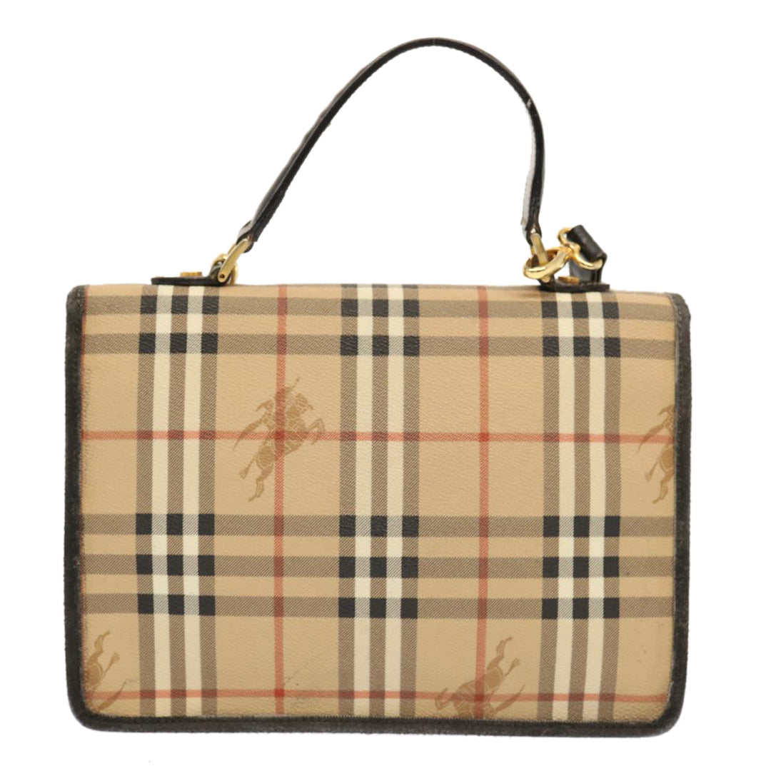 BurberrySs Nova Check Hand Bag PVC 2way Beige Auth mr100