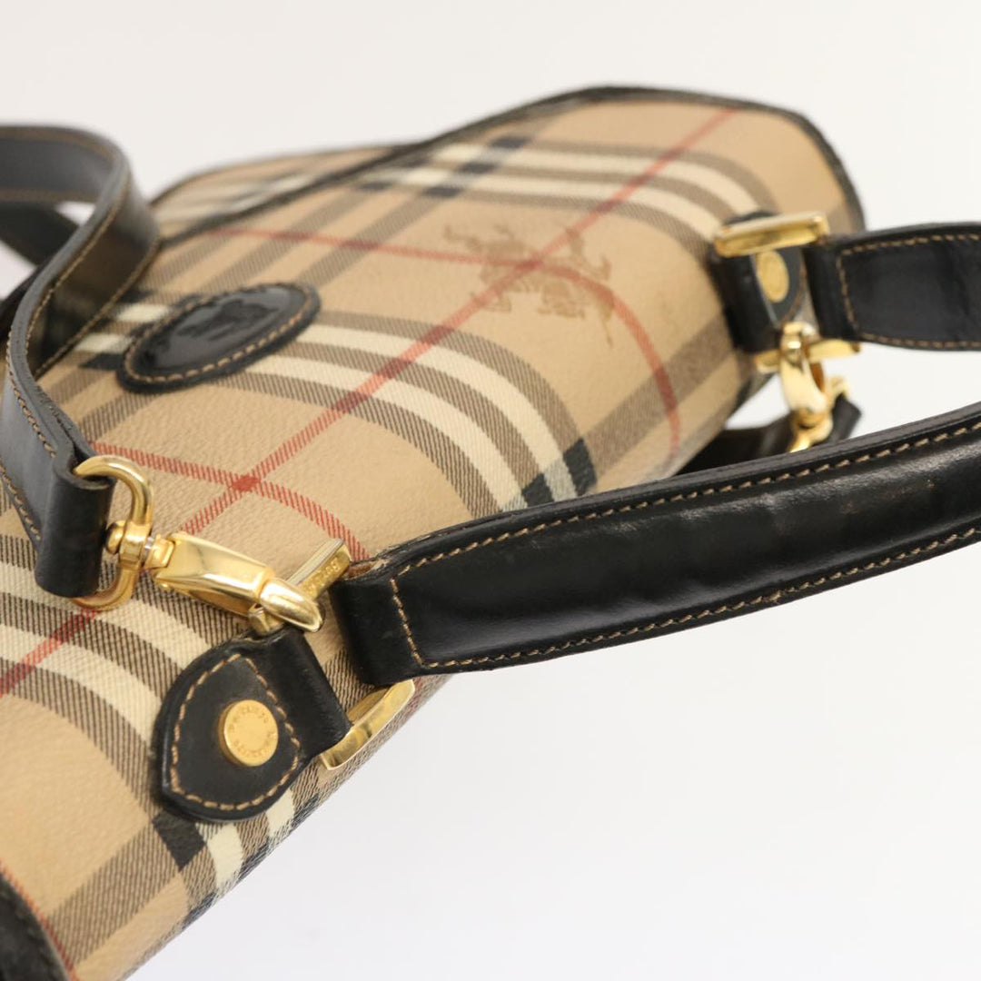 BurberrySs Nova Check Hand Bag PVC 2way Beige Auth mr100