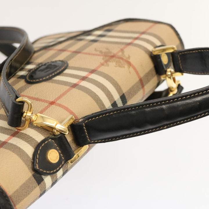 BurberrySs Nova Check Hand Bag PVC 2way Beige Auth mr100