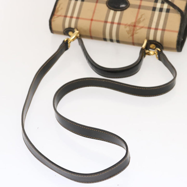 BurberrySs Nova Check Hand Bag PVC 2way Beige Auth mr100
