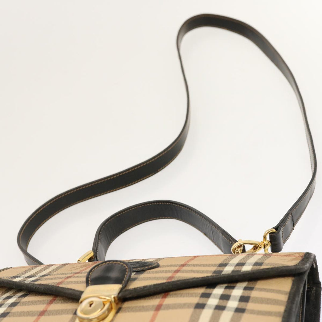 BurberrySs Nova Check Hand Bag PVC 2way Beige Auth mr100