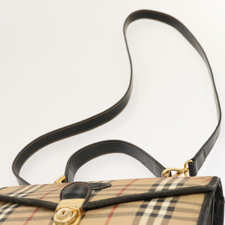 BurberrySs Nova Check Hand Bag PVC 2way Beige Auth mr100