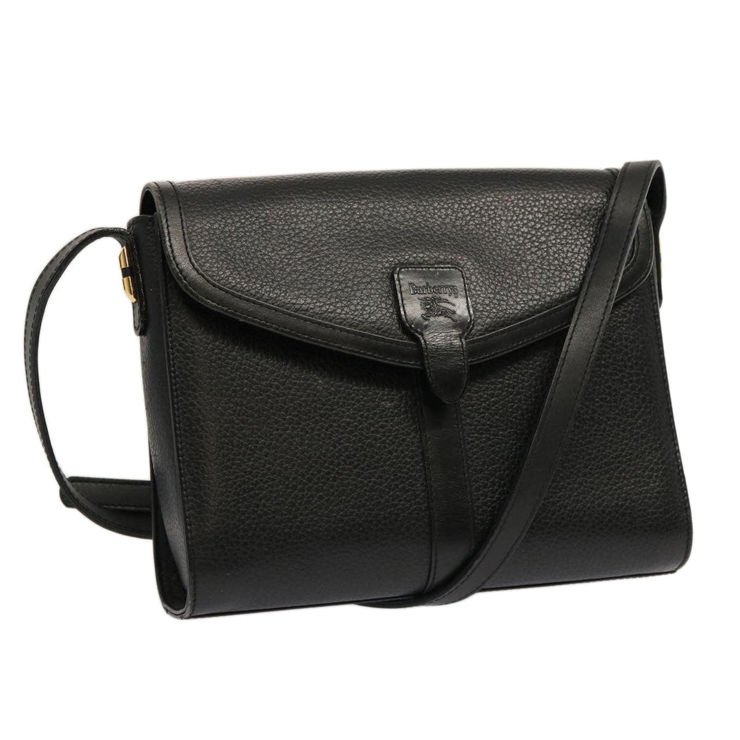 BurberrySs Shoulder Bag Leather Black Auth mr101