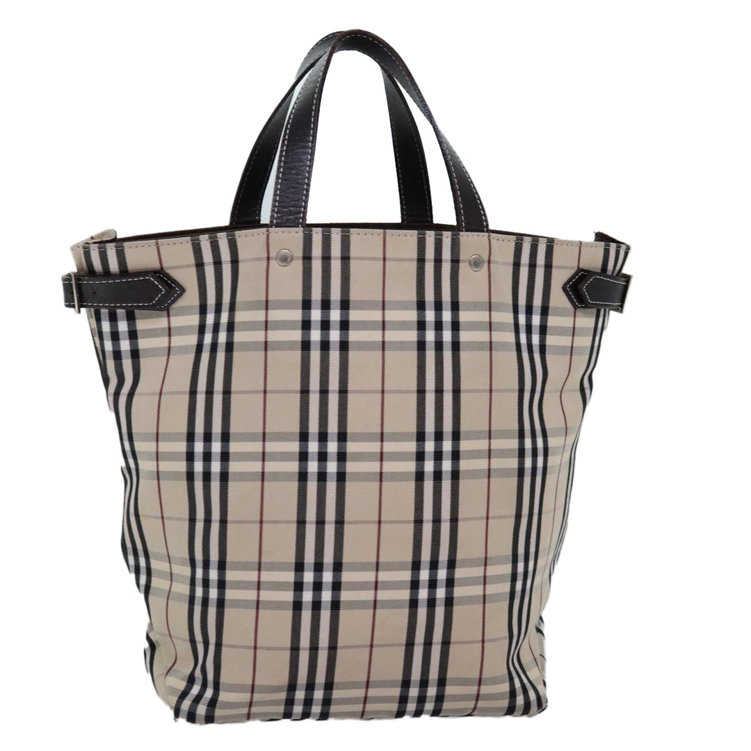 Burberry Nova Check Blue Label Hand Bag Canvas Beige Auth mr154