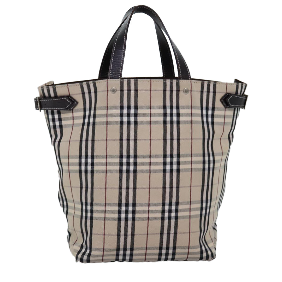 Burberry Nova Check Blue Label Hand Bag Canvas Beige Auth mr154