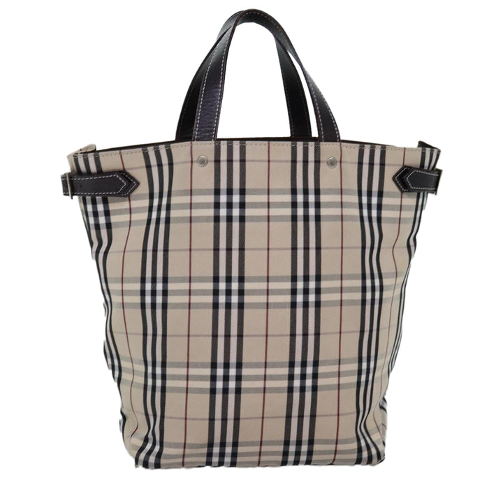 Burberry Nova Check Blue Label Hand Bag Canvas Beige Auth mr154
