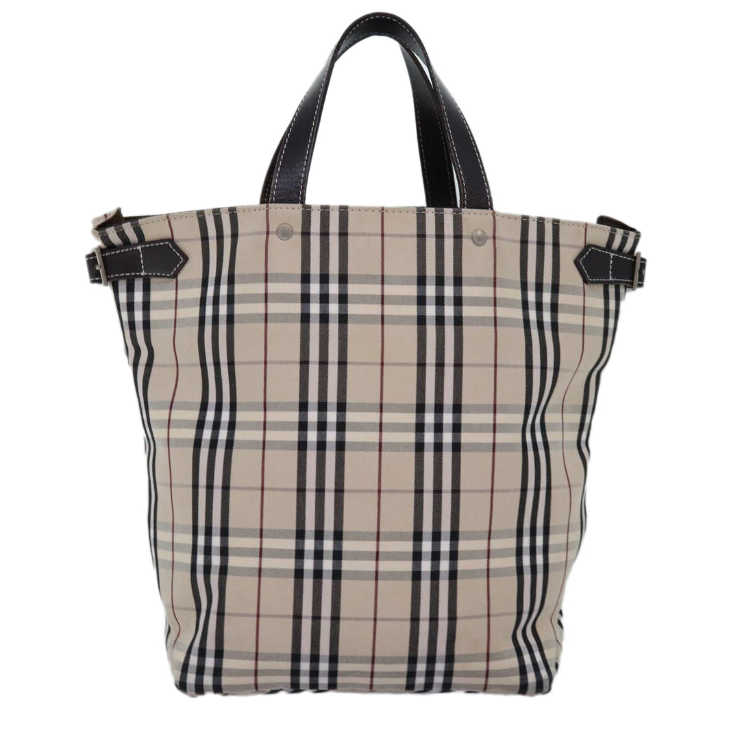 Burberry Nova Check Blue Label Hand Bag Canvas Beige Auth mr154