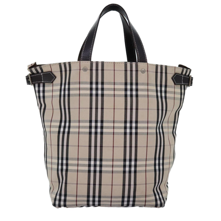 Burberry Nova Check Blue Label Hand Bag Canvas Beige Auth mr154