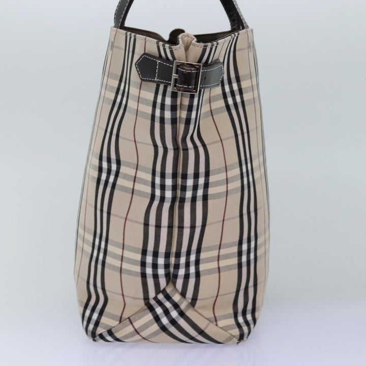 Burberry Nova Check Blue Label Hand Bag Canvas Beige Auth mr154