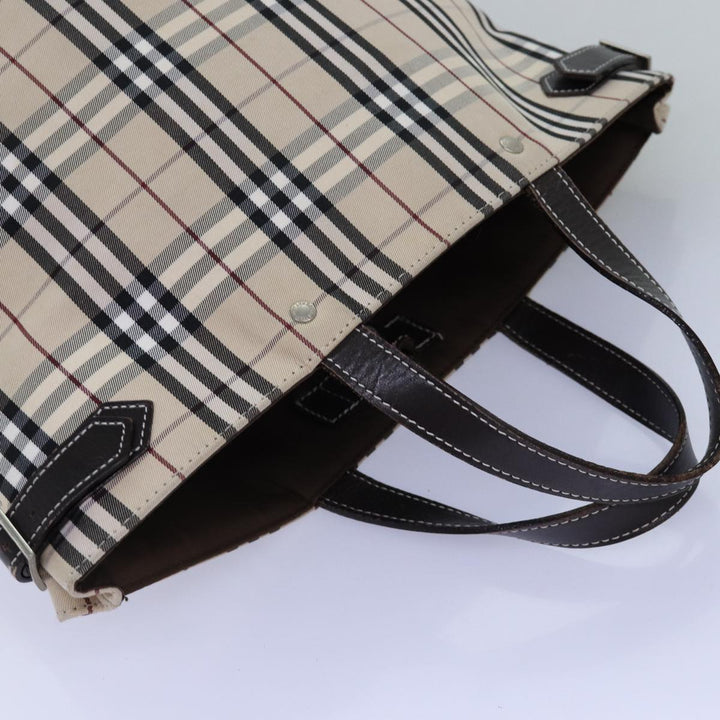 Burberry Nova Check Blue Label Hand Bag Canvas Beige Auth mr154